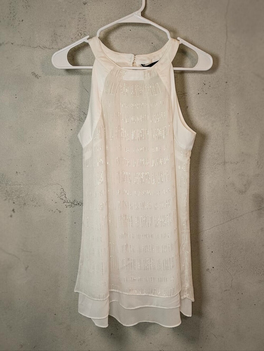 White House Black Market Lined, Silk Halter Top, Sz 4, EC, P2P 18"